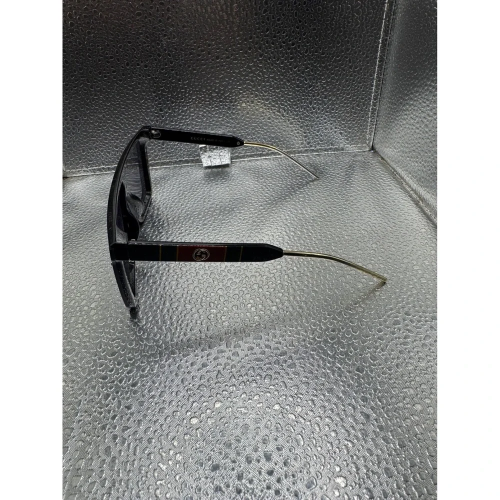 Gucci Oversized Flat Top Sunglasses Black Web Stripe Interlocking G GG0121S